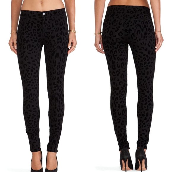 J BRAND Blackcat Velvet Animal Print Skinny Jeans sz 28 - Picture 1 of 11